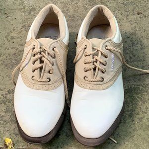 Ladies FootJoy Golf Shoes – White & Tan, Like New Condition